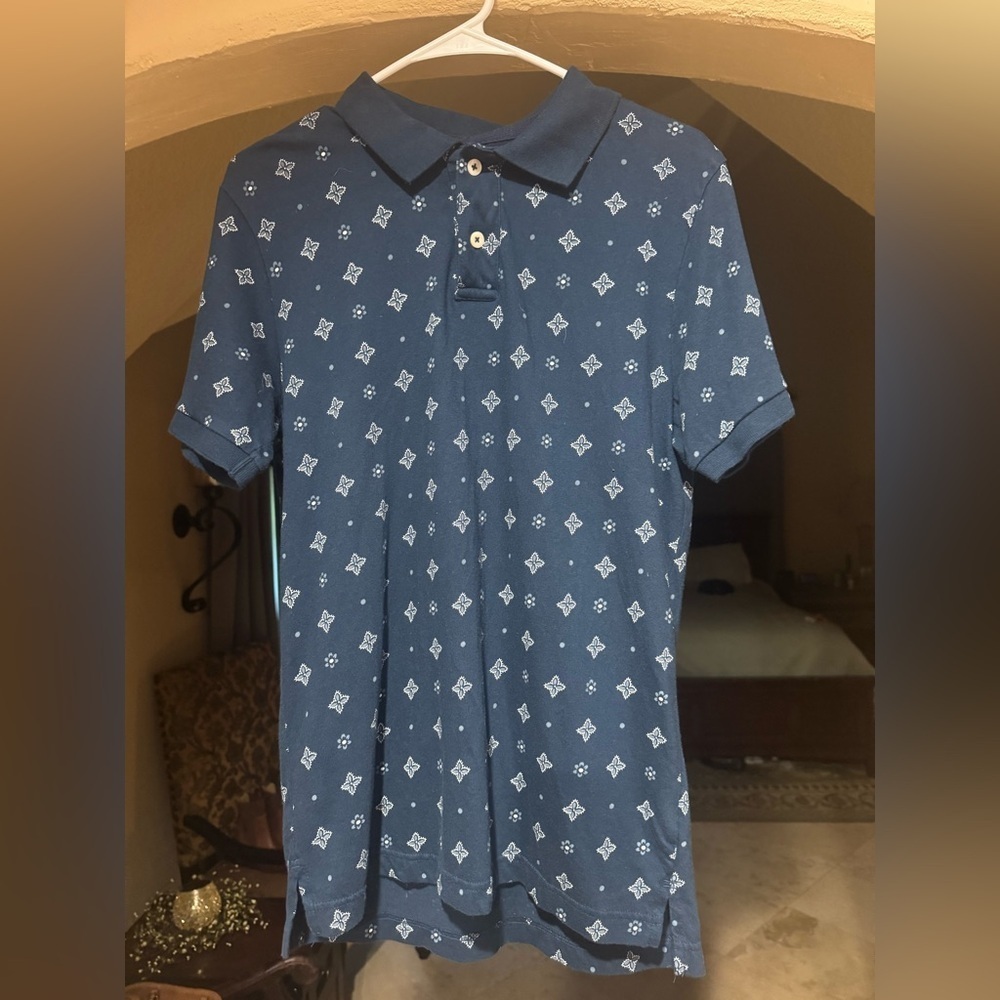 Aeropostale Dark Blue Patterned Polo Shirt
